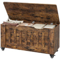 39.4" Wooden Storage Chest Bench with 4 Wheels