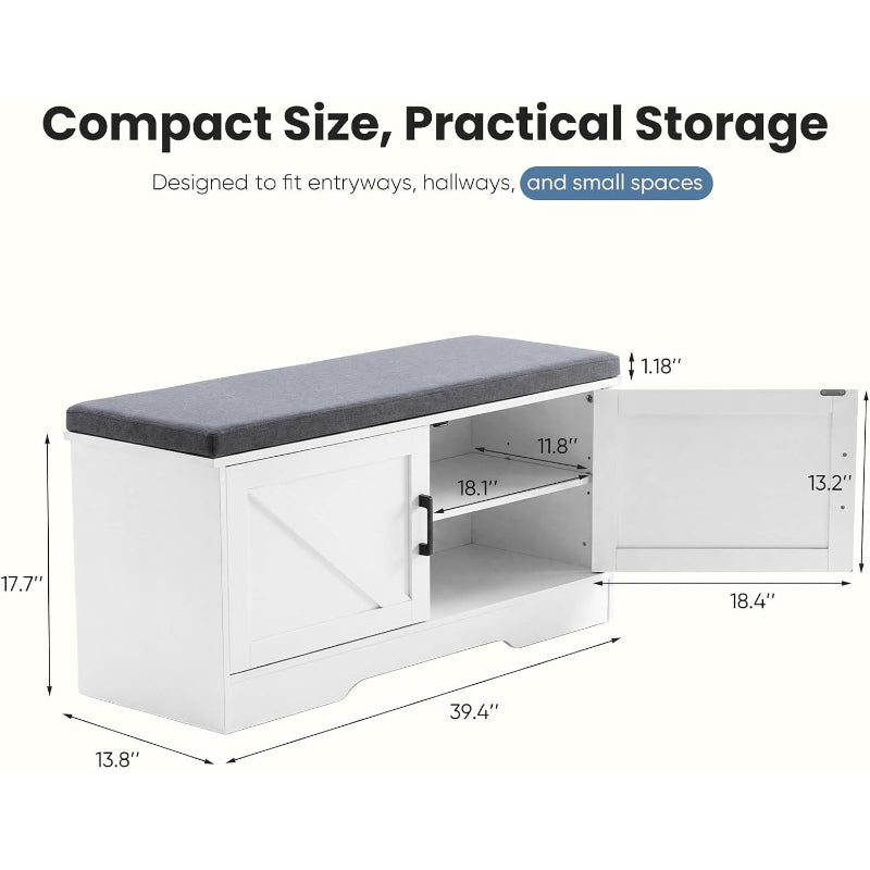 39.4" Entryway Shoe Storage Bench