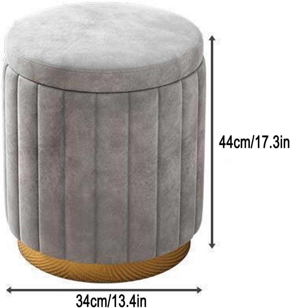 Round Tufted Wooden Storage Ottoman with Sponge