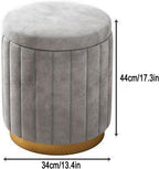 Round Tufted Wooden Storage Ottoman with Sponge
