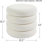White Velvet Round Vanity Storage Ottoman