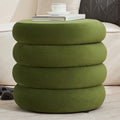 Round Velvet Storage Ottoman, Green