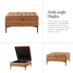 Camel Tufted Faux Leather Ottoman Bench
