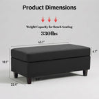 45" Leather Ottoman Bench with Reversible Wooden Tray