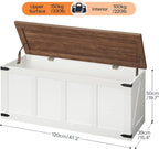 White‑Walnut Large Farmhouse Storage Chest Bench