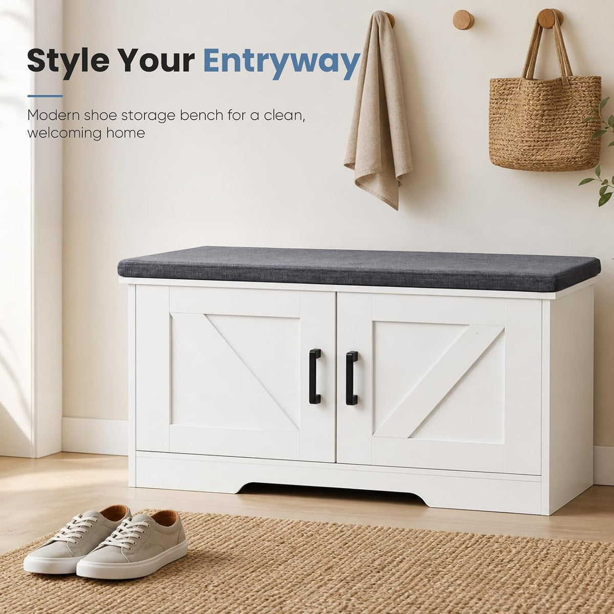 39.4" Entryway Shoe Storage Bench