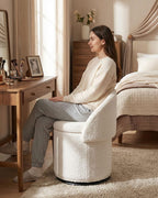 White Sherpa Swivel Vanity Storage Stool