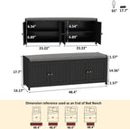 Black 48.4" Wooden Shoe Storage Bench