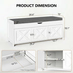 White Farmhouse Entryway Shoe Bench