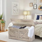 39.4" Wooden Large Storage Chest Bench