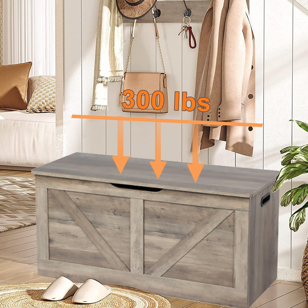 39.4" Wooden Large Storage Chest Bench
