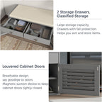 Shoe Bench with 2 Drawers & Cushioned Seat