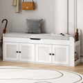 White 47.2" Entryway Shoe Bench with Side Shelves