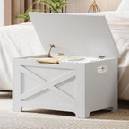23.6" Wooden Storage Chest Bench with Safety Hinge