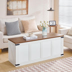 White‑Walnut Large Farmhouse Storage Chest Bench