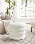 White Velvet Round Vanity Storage Ottoman