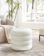 White Velvet Round Vanity Storage Ottoman