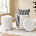 Set‑of‑2 Boucle Round Storage Ottoman Foot Stools