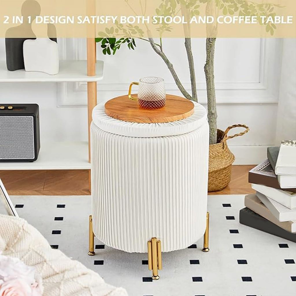 Velvet Storage Ottoman with Metal Legs
