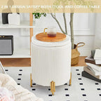 Velvet Storage Ottoman with Metal Legs