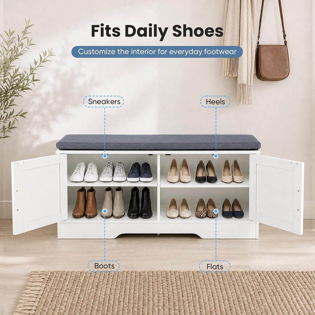 39.4" Entryway Shoe Storage Bench