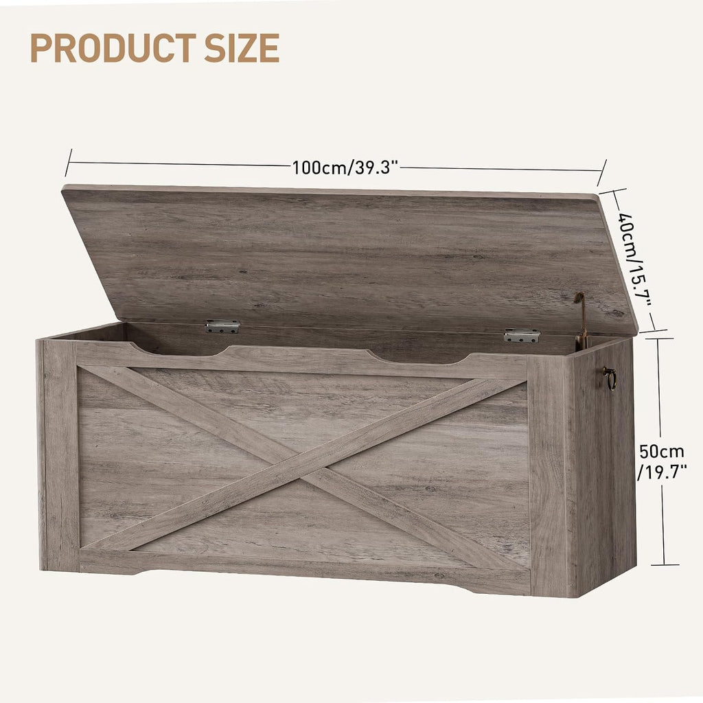39.3" Farmhouse Toy Chest with Metal Hinge