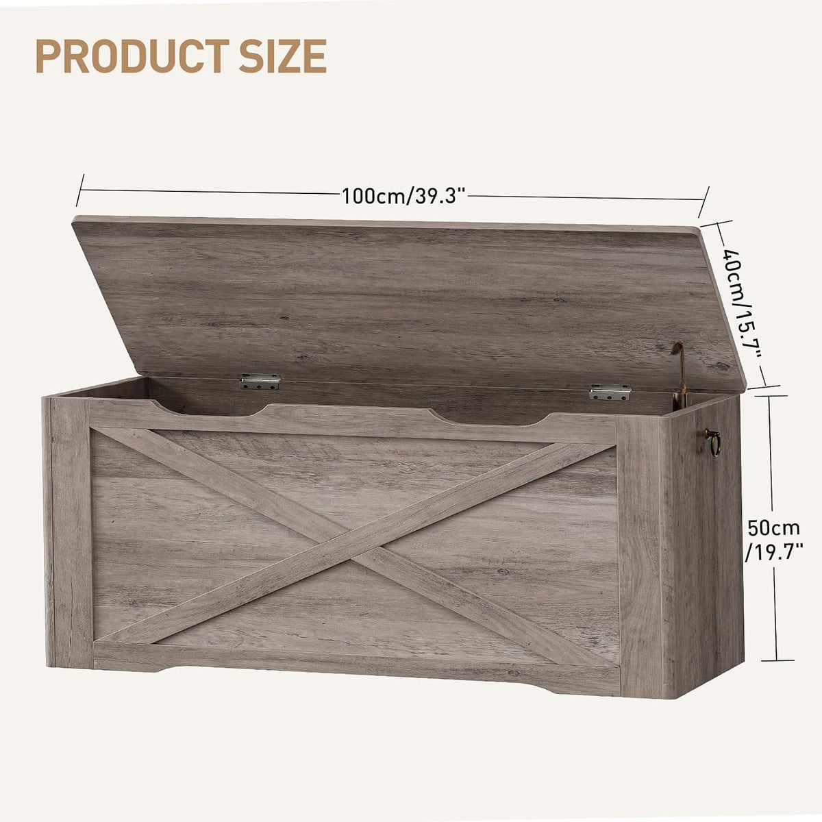 39.3" Farmhouse Toy Chest with Metal Hinge