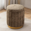 Round Velvet Padded Storage Stool, Modern Accent Seat