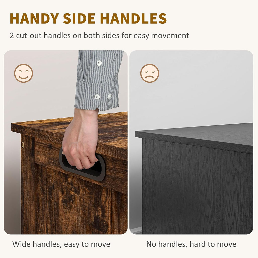 29.9" Storage Bench with Cut‑Out Handles