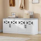 47.2" Shoe Bench with 4 Barn Doors & Padded Seat
