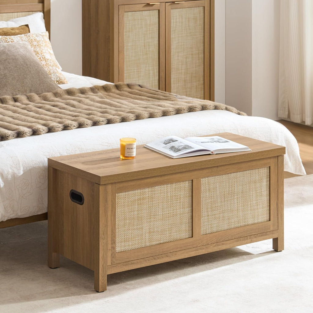 39.4" Rattan Bedroom Storage Bench