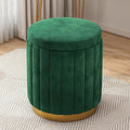 Round Velvet Upholstered Hidden Storage Stool