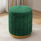 Round Velvet Upholstered Hidden Storage Stool