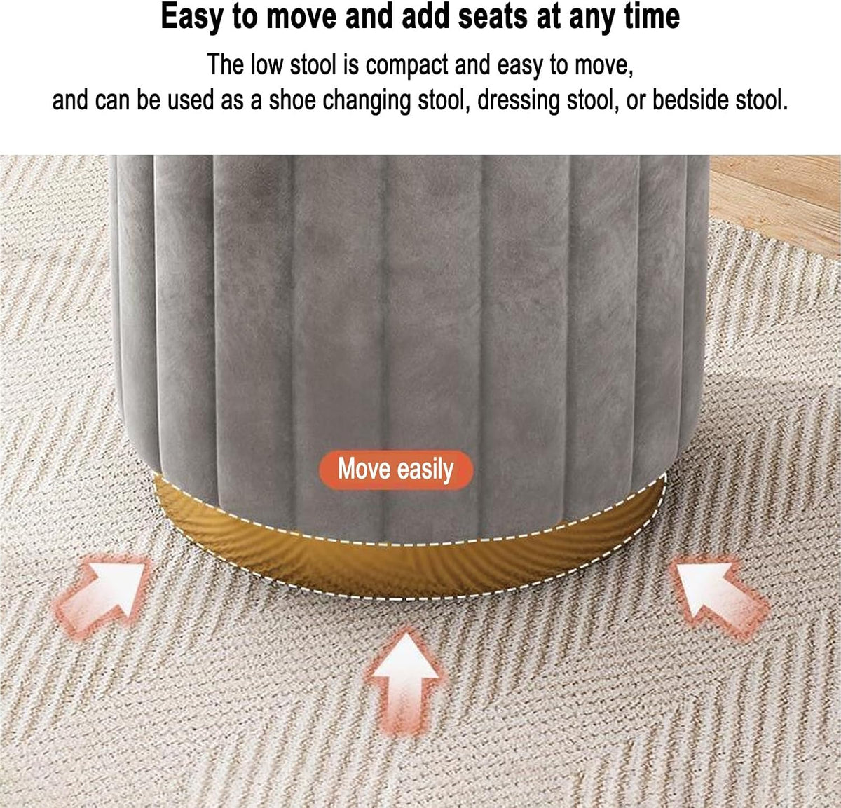 Round Tufted Wooden Storage Ottoman with Sponge