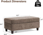45" Storage Ottoman Bench with Wooden Tray