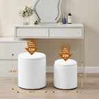 Set‑of‑2 Boucle Round Storage Ottoman Foot Stools