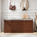 Brown Wooden Entryway Storage Shoe Bench