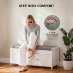 White Farmhouse Entryway Shoe Bench