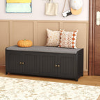 Black 48.4" Wooden Shoe Storage Bench