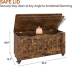 39.4" Wooden Storage Chest Bench with 4 Wheels