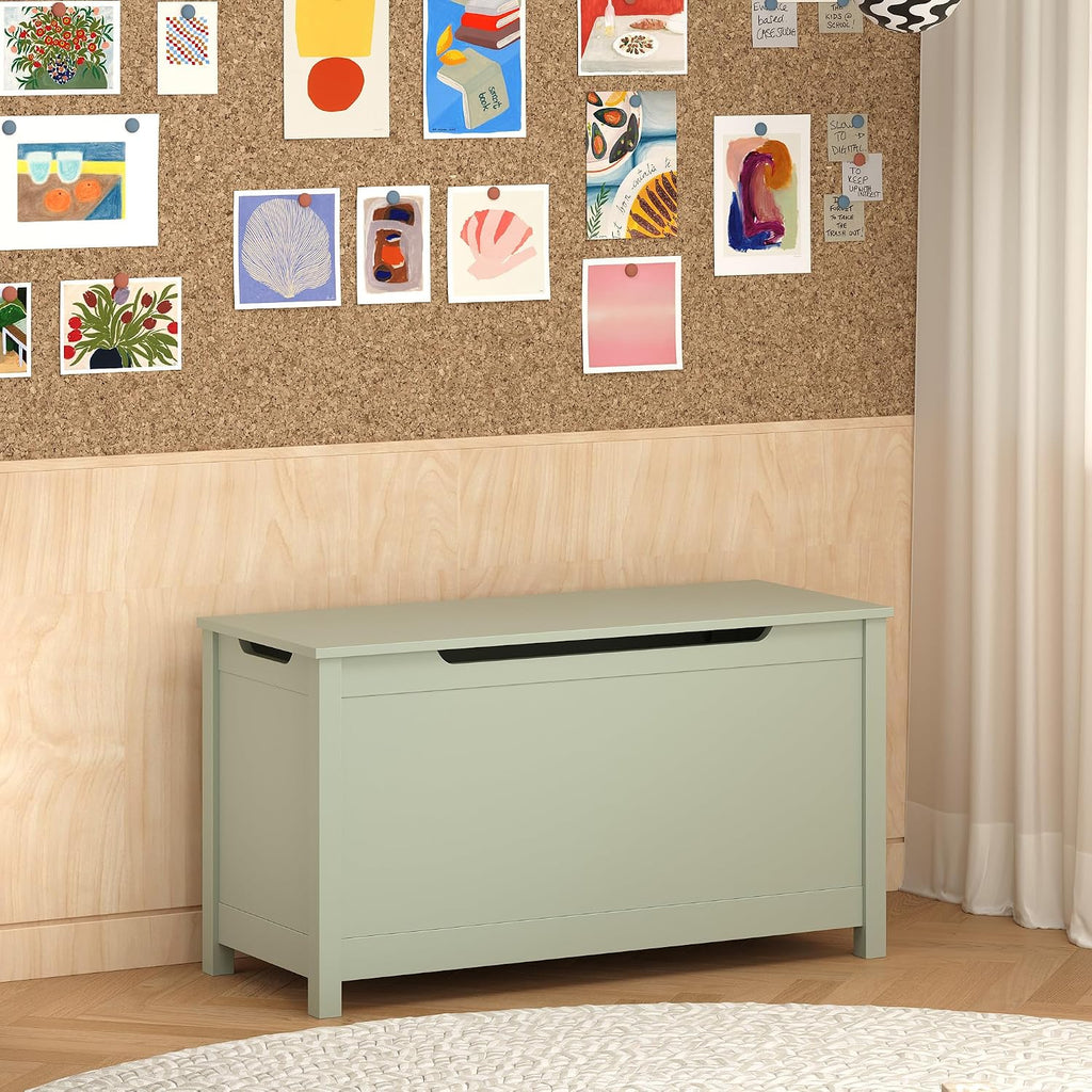 Sage Kids Wooden Toy Chest Bench with Safety Lid