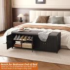 Black 48.4" Wooden Shoe Storage Bench