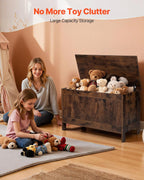 29.7" Kids Wooden Toy Chest Bench with Safety Hinge