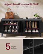 47.2" Farmhouse Entryway Shoe Bench with Cushion