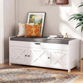 White Farmhouse Entryway Shoe Bench