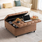 36" Square Tufted Storage Ottoman with Lift Top