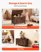 29.7" Kids Wooden Toy Chest Bench with Safety Hinge