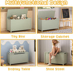 Sage Kids Wooden Toy Chest Bench with Safety Lid
