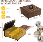 36" Square Tufted Storage Ottoman with Lift Top