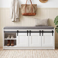 42" Farmhouse Entryway Shoe Bench with Cushion